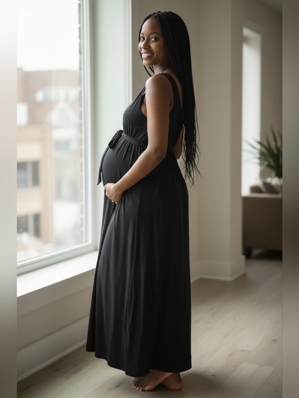 NWT Liz Lange Black V Neck Tank Maternity Dress ~sz Large - Picture 2 of 5